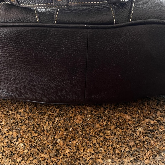 MAXX NY Leather Shoulder Bag. Deep Expresso Brown, Gold Accents, Dust Bag - Picture 6 of 16